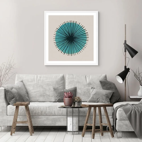 Poster in white frmae - Rays on Blue - 60x60 cm