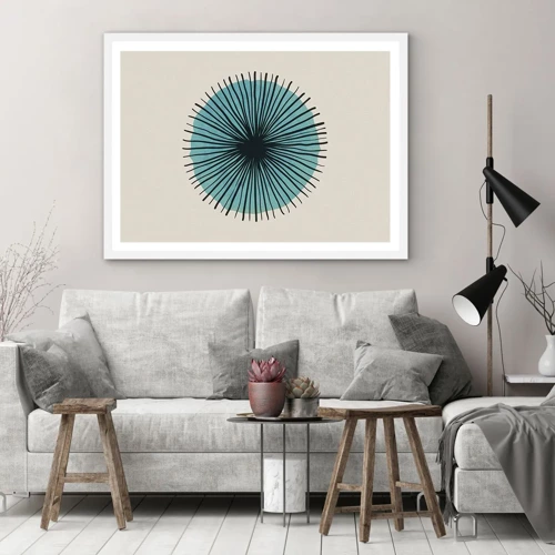 Poster in white frmae - Rays on Blue - 70x50 cm