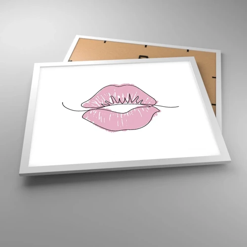 Poster in white frmae - Ready for a Kiss? - 50x40 cm