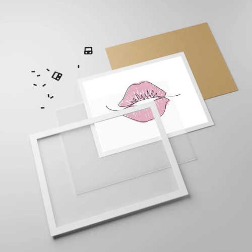 Poster in white frmae - Ready for a Kiss? - 50x40 cm