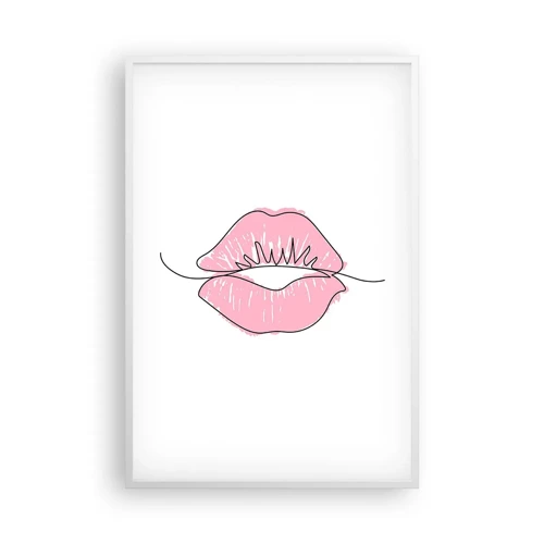 Poster in white frmae - Ready for a Kiss? - 61x91 cm