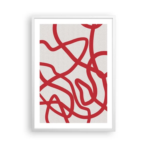 Poster in white frmae - Red on White - 50x70 cm