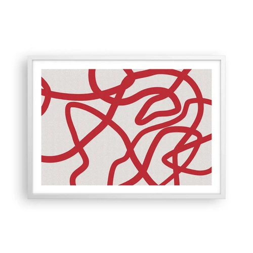 Poster in white frmae - Red on White - 70x50 cm