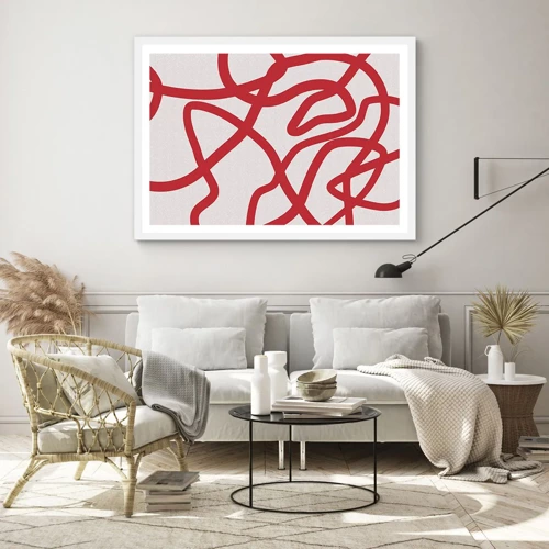 Poster in white frmae - Red on White - 70x50 cm