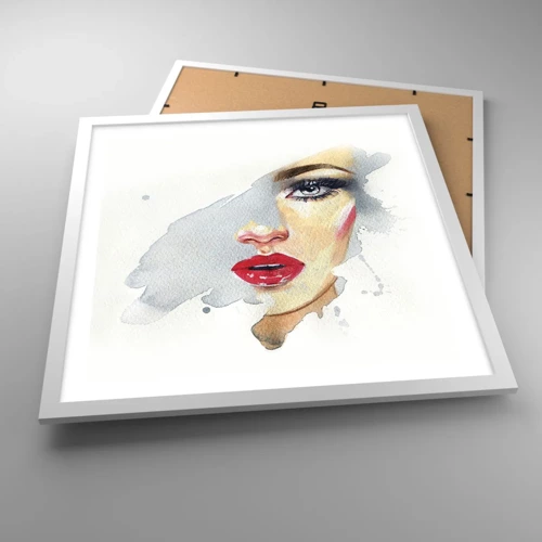 Poster in white frmae - Reflection in a Waterdrop - 50x50 cm