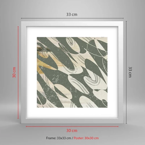 Poster in white frmae - Rhytmic Abstract - 30x30 cm