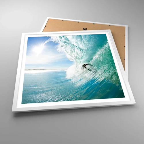 Poster in white frmae - Riding the Wave - 60x60 cm