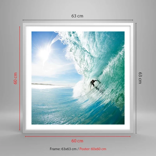 Poster in white frmae - Riding the Wave - 60x60 cm