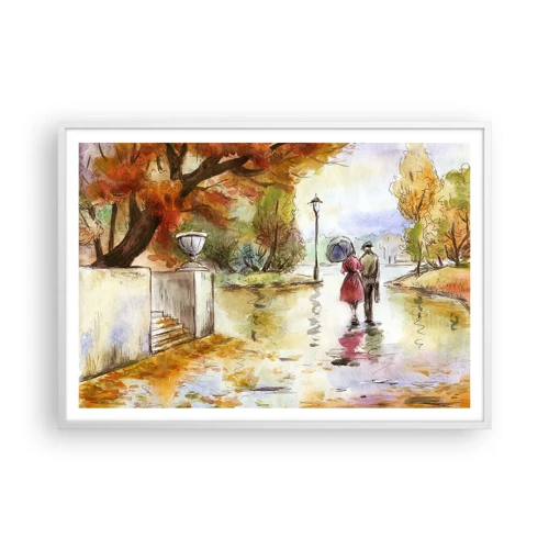 Poster in white frmae - Romantic Autumn in a Park - 100x70 cm