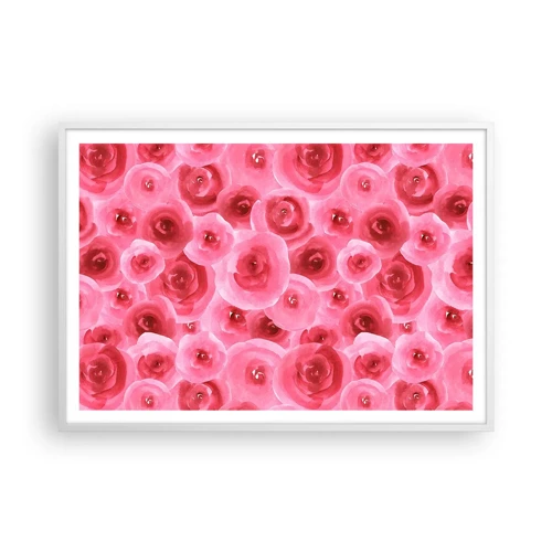 Poster in white frmae - Roses at the Bottom and at the Top - 100x70 cm