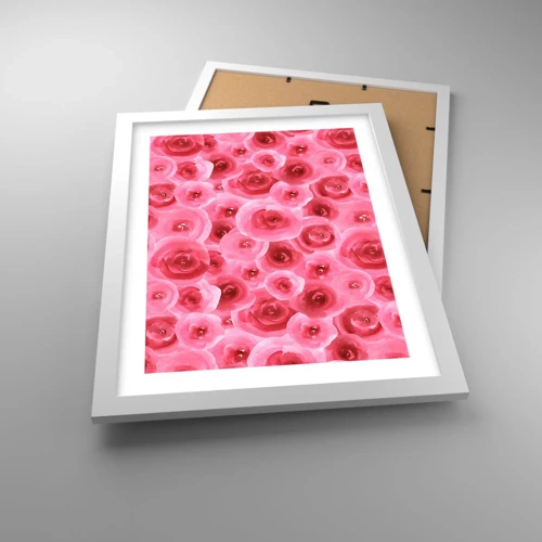 Poster in white frmae - Roses at the Bottom and at the Top - 30x40 cm