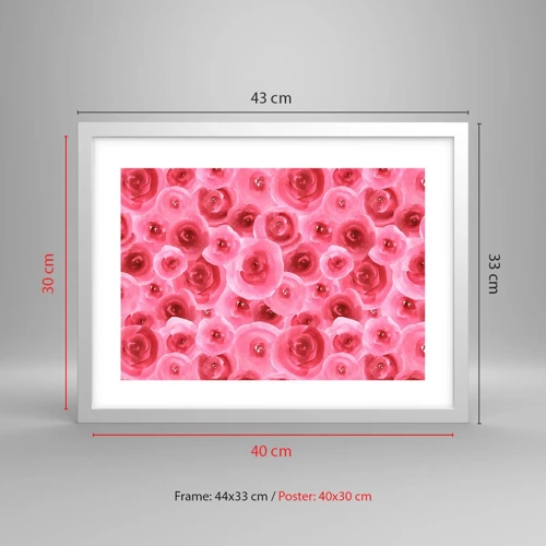 Poster in white frmae - Roses at the Bottom and at the Top - 40x30 cm
