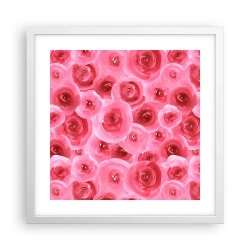 Poster in white frmae - Roses at the Bottom and at the Top - 40x40 cm