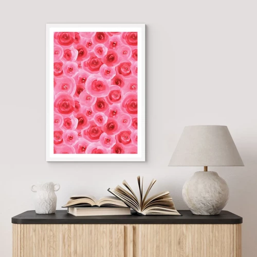 Poster in white frmae - Roses at the Bottom and at the Top - 40x50 cm