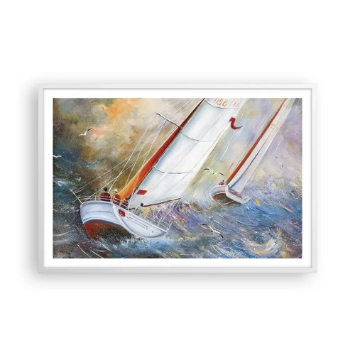 Poster in white frmae - Running on the Waves - 91x61 cm