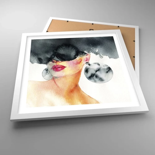 Poster in white frmae - Secret of Elegance - 40x40 cm