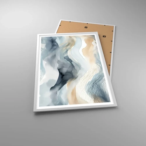 Poster in white frmae - Snowy and Foggy Abstract - 61x91 cm