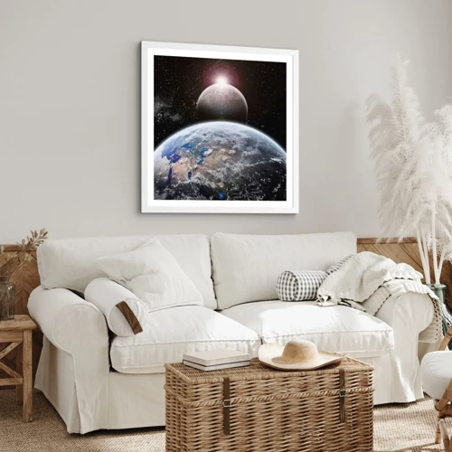 Poster in white frmae - Space Landscape - Sunrise - 30x30 cm
