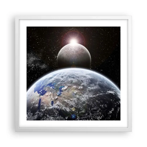 Poster in white frmae - Space Landscape - Sunrise - 50x50 cm