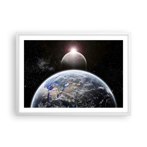 Poster in white frmae - Space Landscape - Sunrise - 70x50 cm