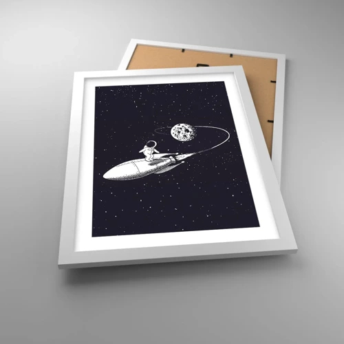 Poster in white frmae - Space Surfer - 30x40 cm