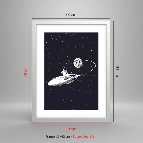 Poster in white frmae - Space Surfer - 30x40 cm