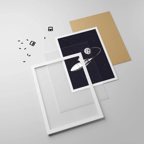 Poster in white frmae - Space Surfer - 30x40 cm