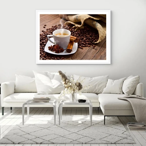 Poster in white frmae - Spicy Flavour and Aroma - 100x70 cm