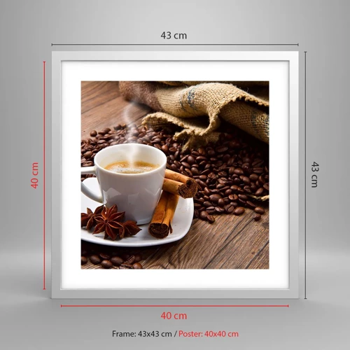 Poster in white frmae - Spicy Flavour and Aroma - 40x40 cm