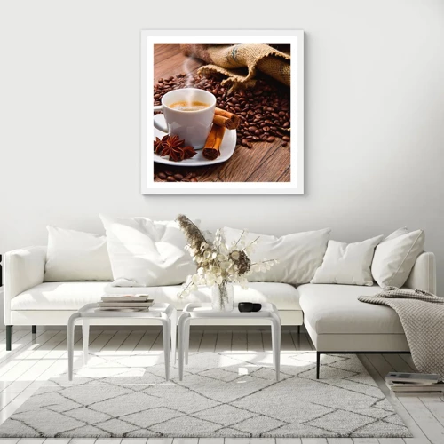 Poster in white frmae - Spicy Flavour and Aroma - 40x40 cm
