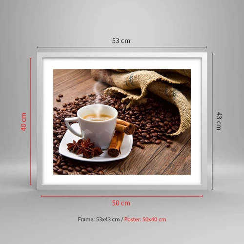 Poster in white frmae - Spicy Flavour and Aroma - 50x40 cm