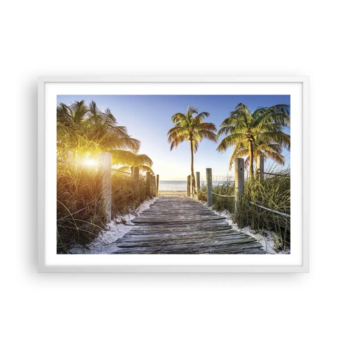 Poster in white frmae - Straight to Paradise - 70x50 cm