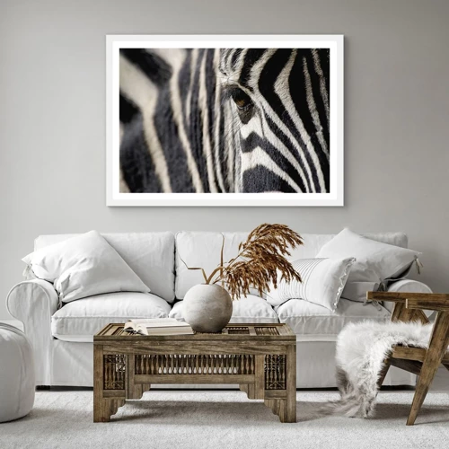 Poster in white frmae - Striped Portrait - 30x30 cm