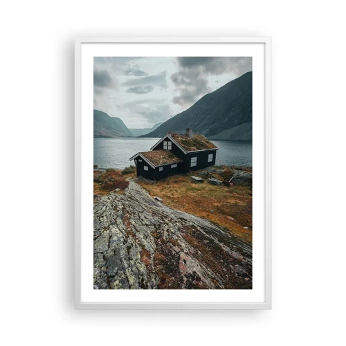 Poster in white frmae - Summer House byt the Fjord - 50x70 cm