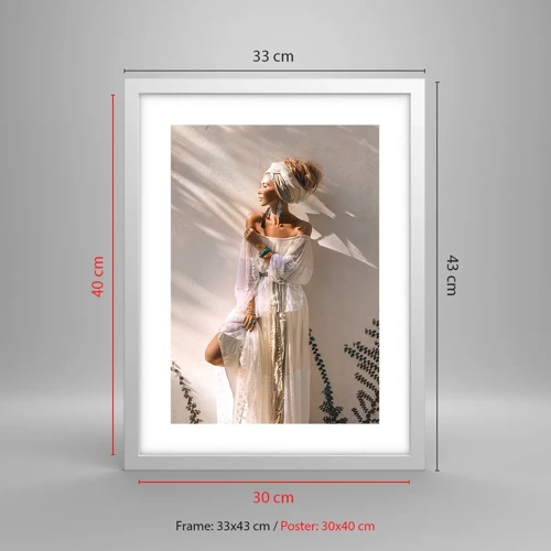 Poster in white frmae - Sun and Girl - 30x40 cm