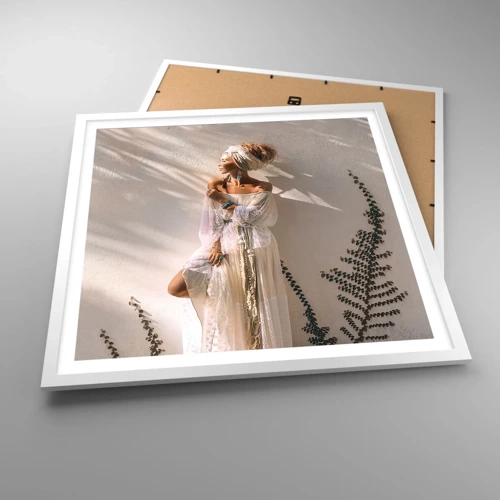 Poster in white frmae - Sun and Girl - 60x60 cm