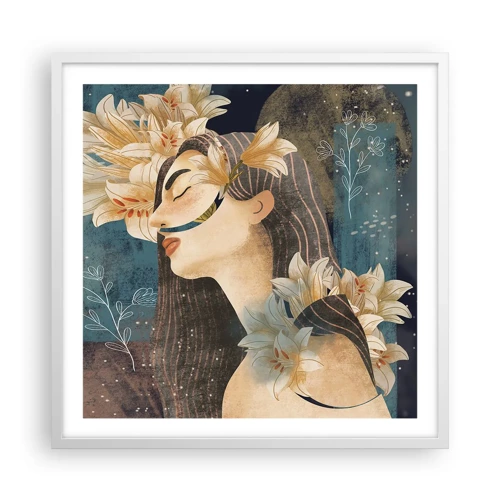 Poster in white frmae - Tale of a Queen with Lillies - 60x60 cm