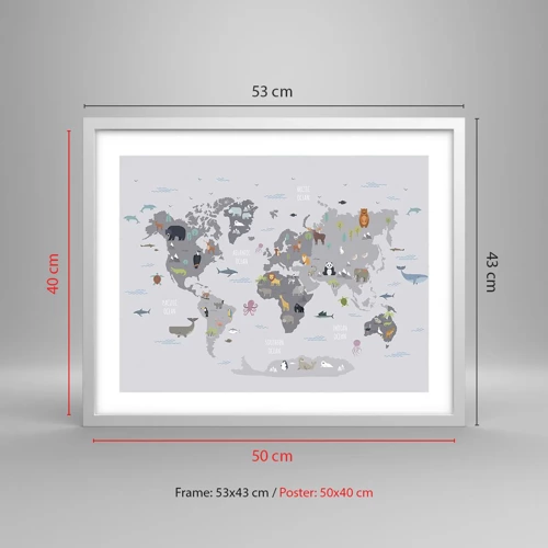 Poster in white frmae - Tell Me Where You Are From - 50x40 cm