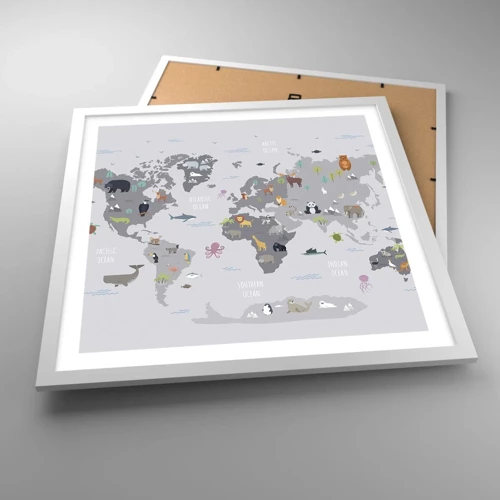 Poster in white frmae - Tell Me Where You Are From - 50x50 cm