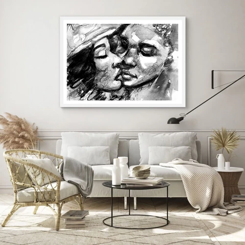 Poster in white frmae - Tender Moment - 100x70 cm