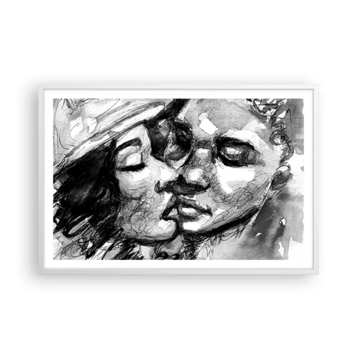 Poster in white frmae - Tender Moment - 91x61 cm
