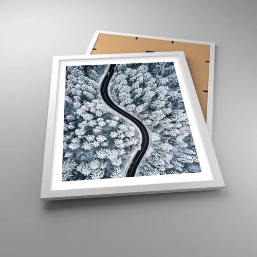 Poster in white frmae - Through Wintery Forest - 40x50 cm