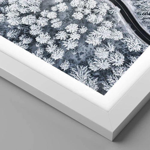 Poster in white frmae - Through Wintery Forest - 91x61 cm