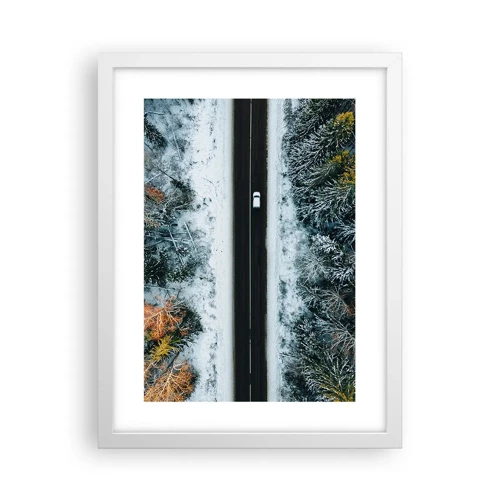 Poster in white frmae - Through a Wintery Forest - 30x40 cm