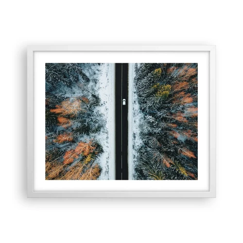 Poster in white frmae - Through a Wintery Forest - 50x40 cm