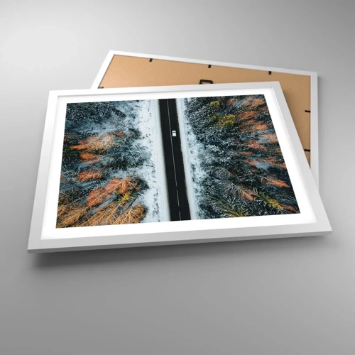 Poster in white frmae - Through a Wintery Forest - 50x40 cm