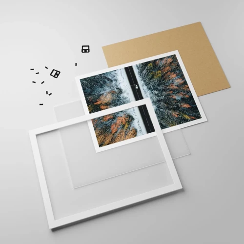 Poster in white frmae - Through a Wintery Forest - 50x40 cm