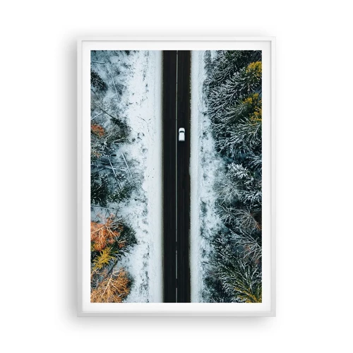 Poster in white frmae - Through a Wintery Forest - 70x100 cm