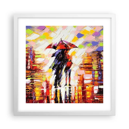 Poster in white frmae - Together through Night and Rain - 40x40 cm