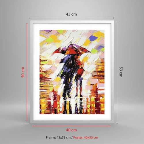 Poster in white frmae - Together through Night and Rain - 40x50 cm